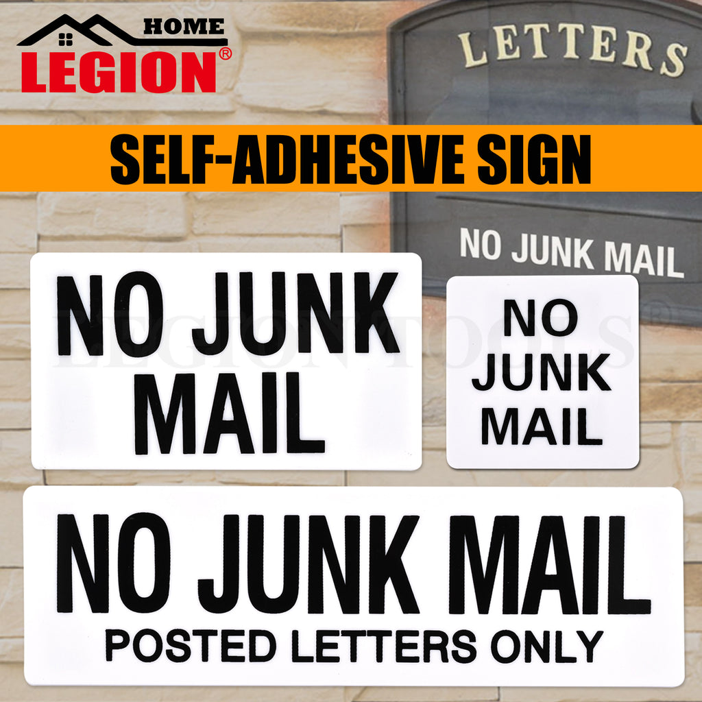 White No Junk Mail Sign Sticker Self Adhesive