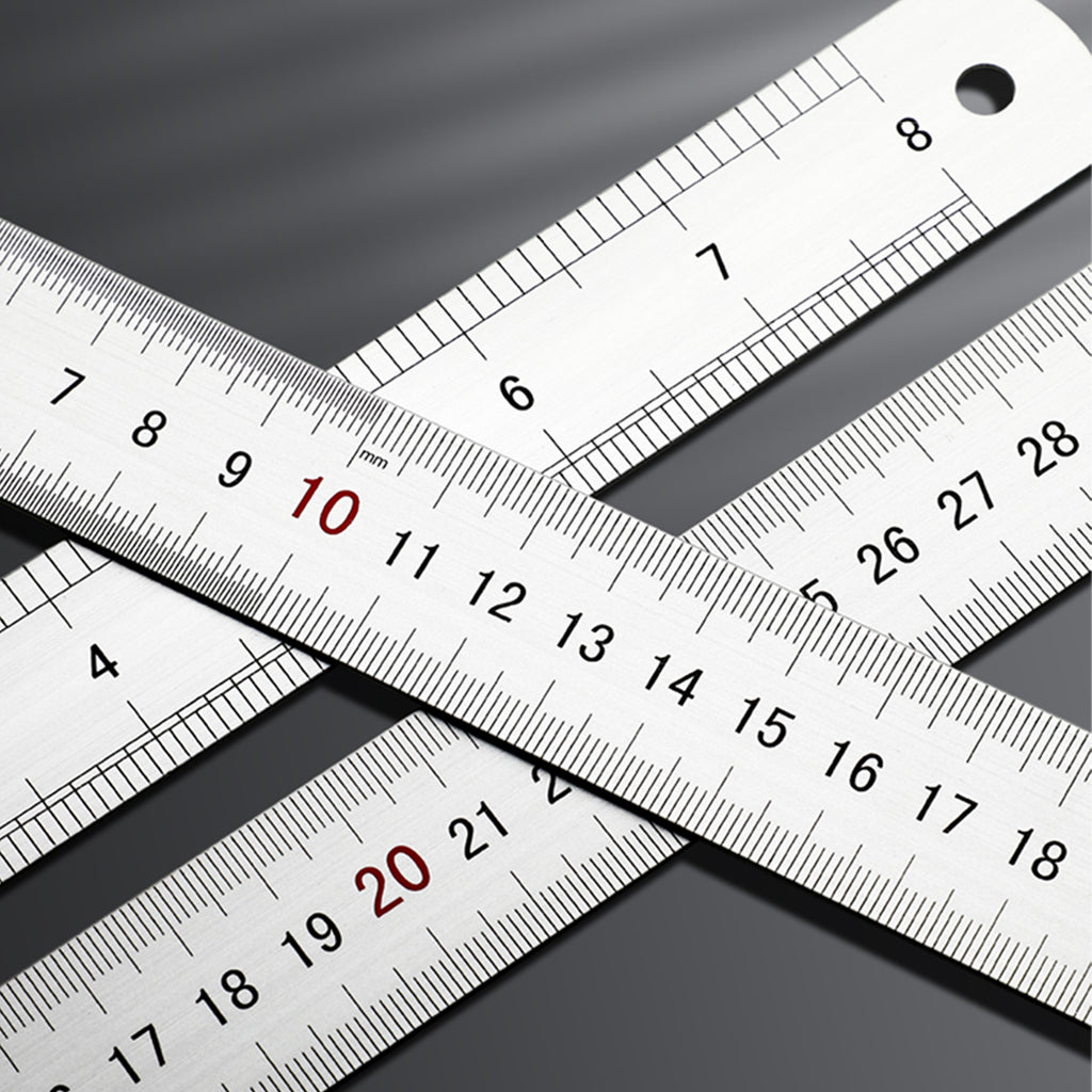 Double Sided Steel Metal Ruler 3 Sizes