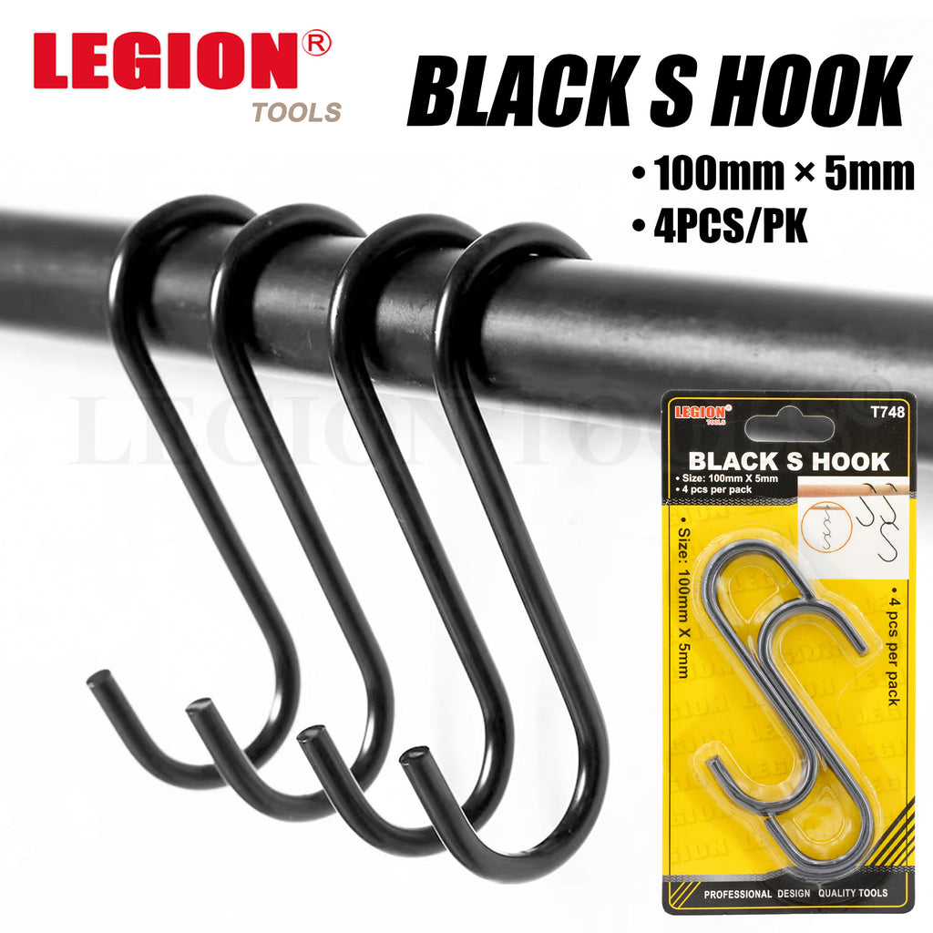 Black Steel S Shape Hook 5mm x 100mm