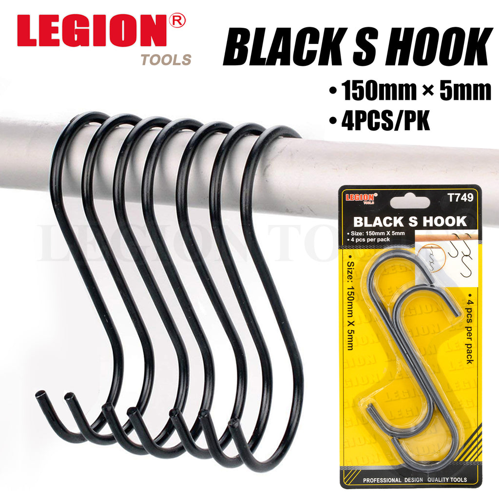 Black Steel S Shape Hook 5mm x 150mm