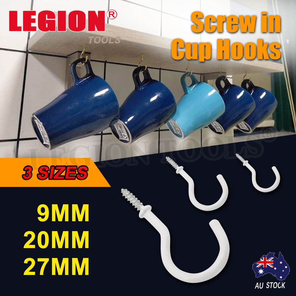 PVC COATED Metal Screw In Cup Hooks 9/20/27MM