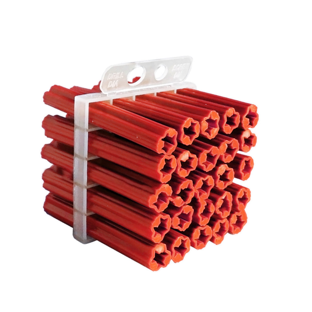 Red Plastic Wall Plug Anchor 6×25mm