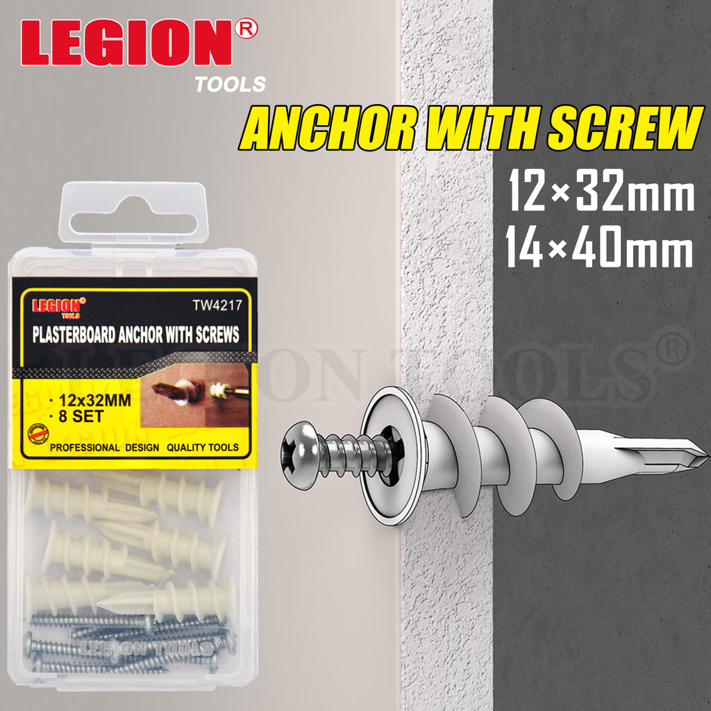 Plasterboard Anchor With Screws 2 Sizes