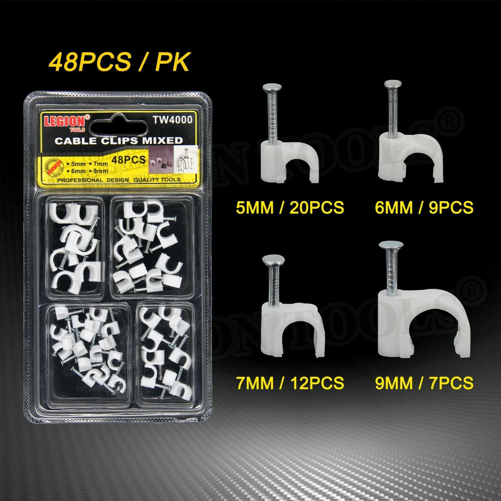Cable Clips 48PCS / 60PCS Value Pack