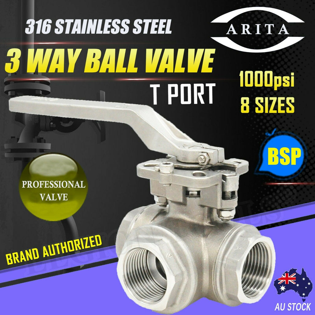 3 Way Ball Valve 1000psi 8 Sizes | ARITA