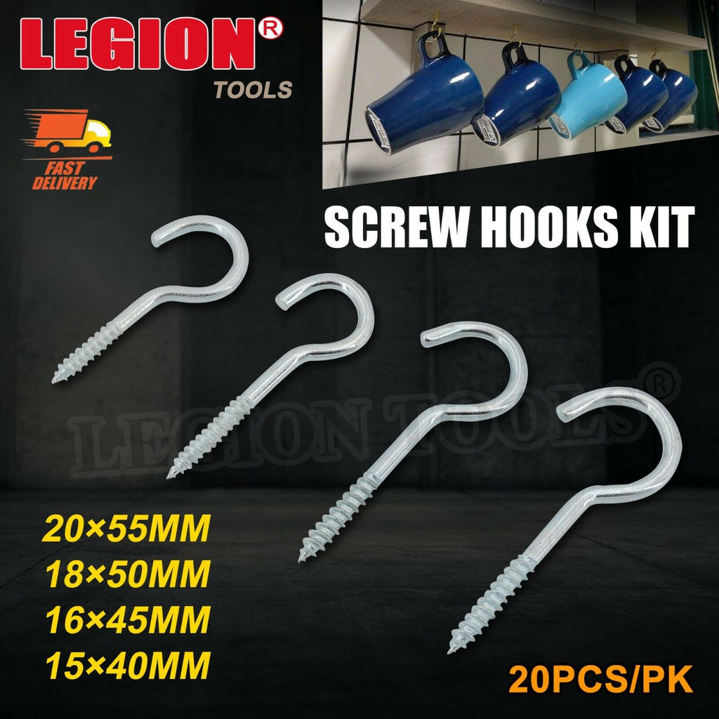 Screw Hooks Kit 4 Sizes Mixed