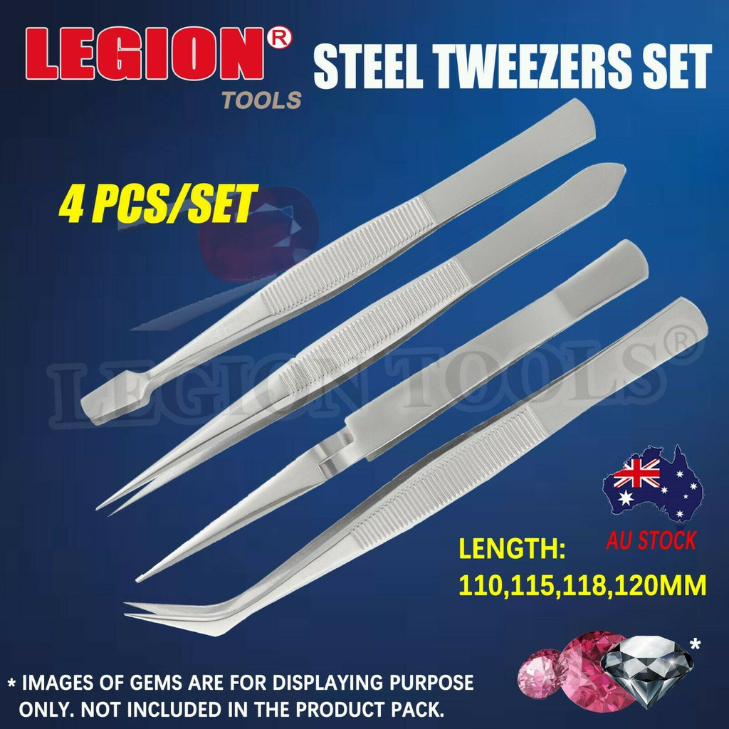 Steel Tweezers Set 4PCS