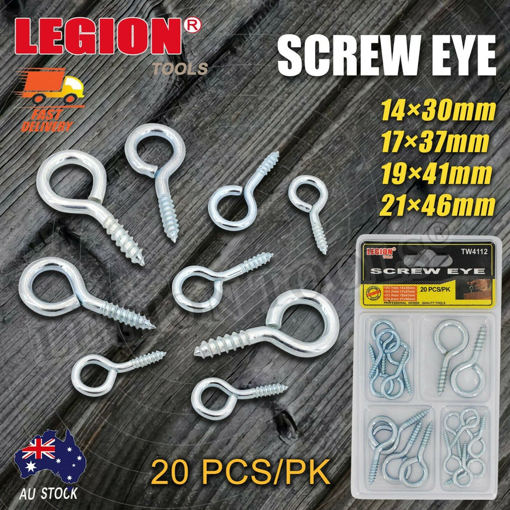 Steel Screw Eye 4 sizes Mixed