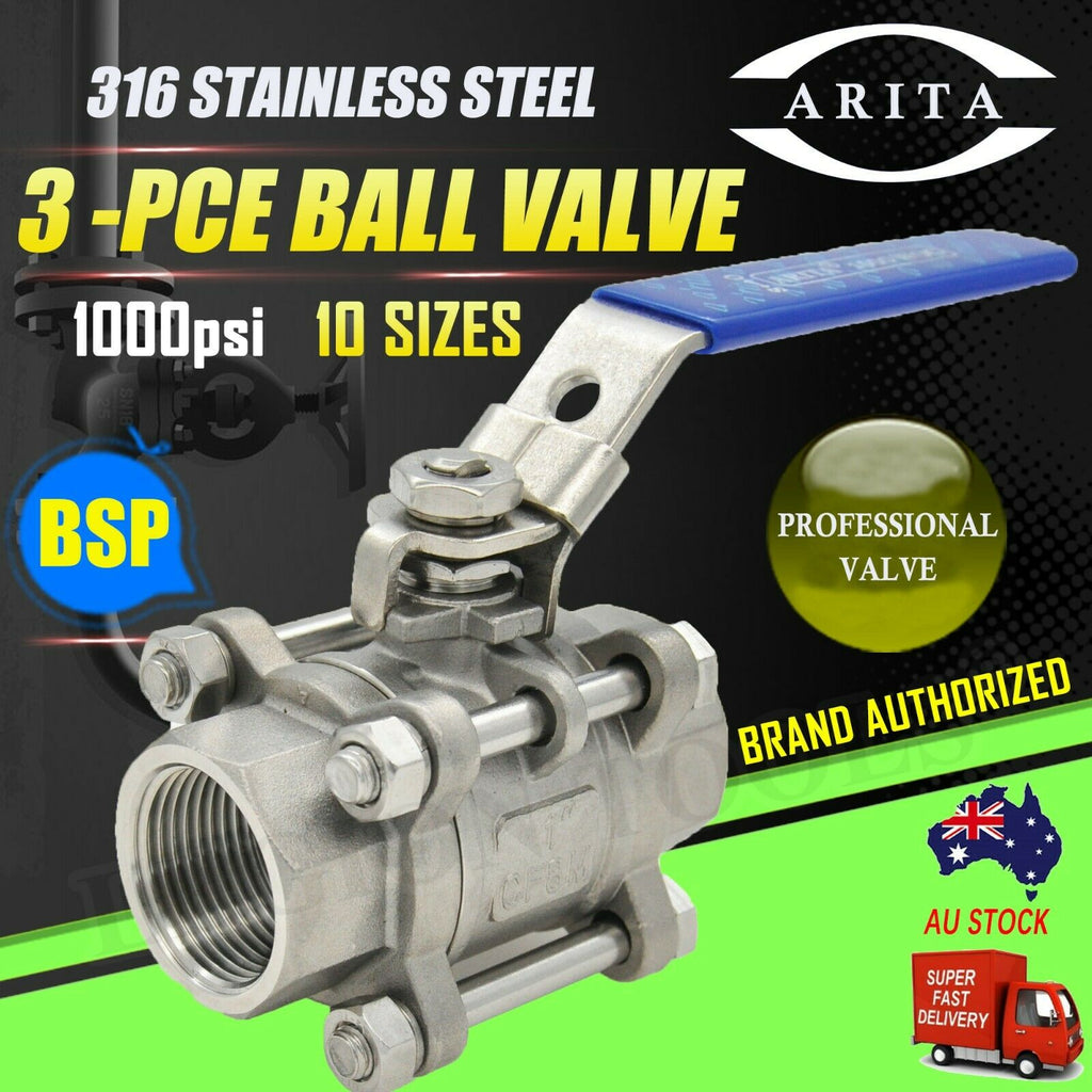 3-PCE Ball Valve 1000psi  BSP 11 Sizes | ARITA