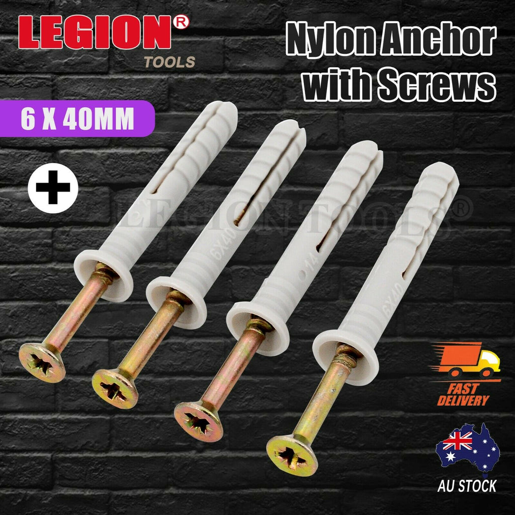 Nylon Anchor with Screws 6 x 40MM 12PCS
